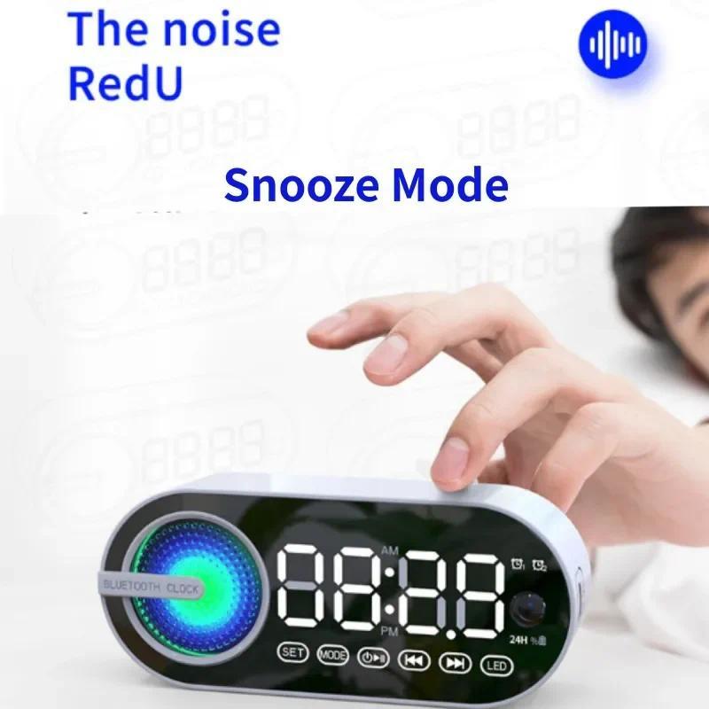 Mini Wireless Bluetooth Speaker LED Plastic  Alarm Clock Multifunctional Stereo Speaker  Smartphone TF Card FM Colorful Lighting  Portable Small Alarm Clock Audio 6