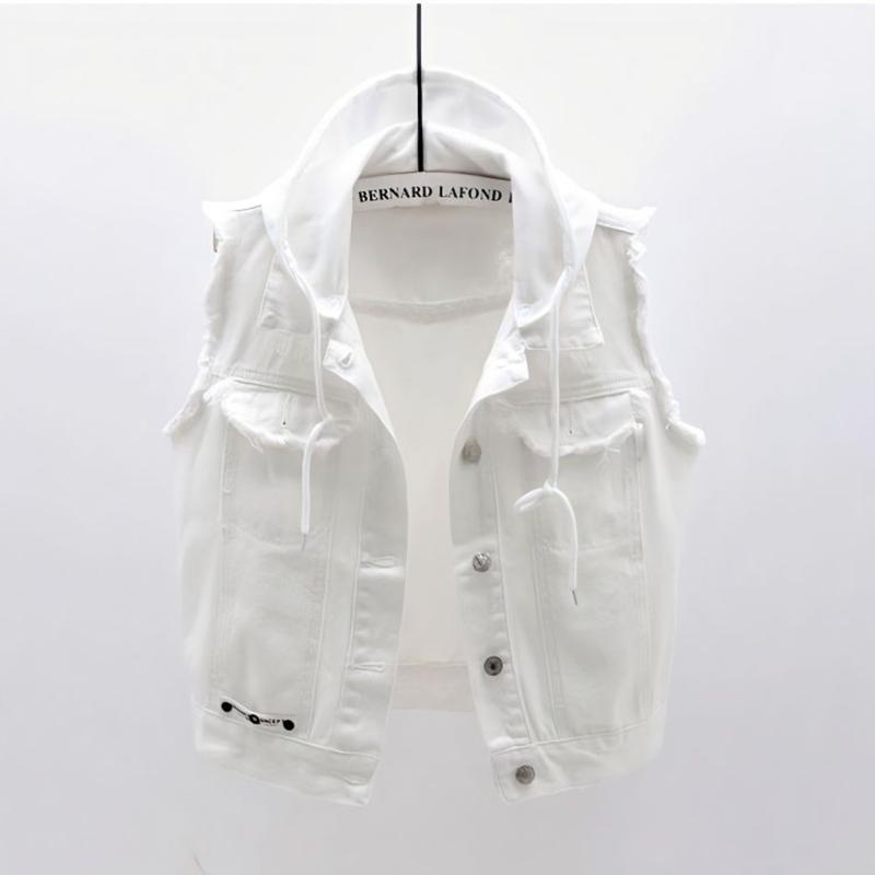 Áo Vest Denim Có Mũ Hàn Quốc Su Dành Cho Nữ Ngắn Kiểu Áo Kẹp Bộ Sưu Tập Mùa Xuân 2023 Women Top Kem áo gile đỏ Có Cổ