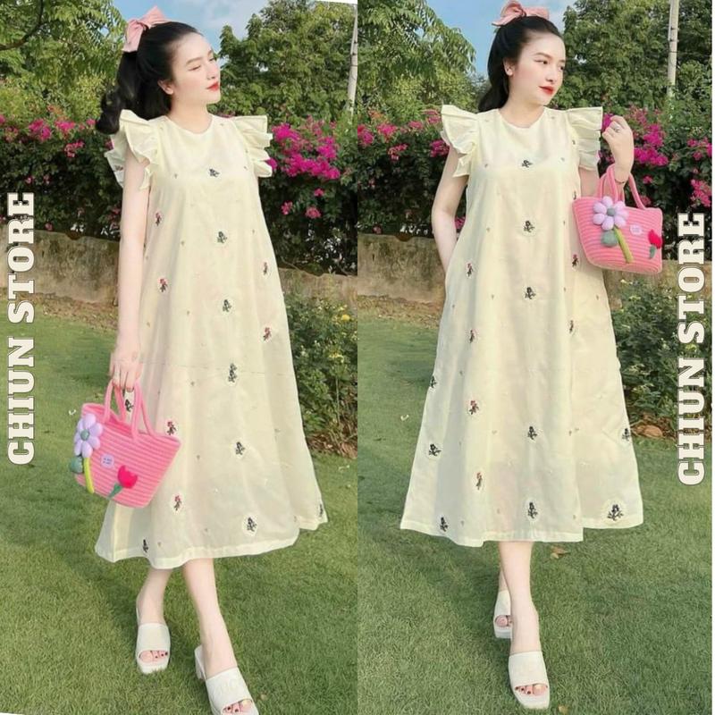 Váy Bầu Hoa Nhí Tay Cánh Tiên Dáng Dài Thời Trang Thiết Kế Mùa Hè Xinh Xắn M741 Freesize Từ 45 đến 70kg Nữ Women Dress