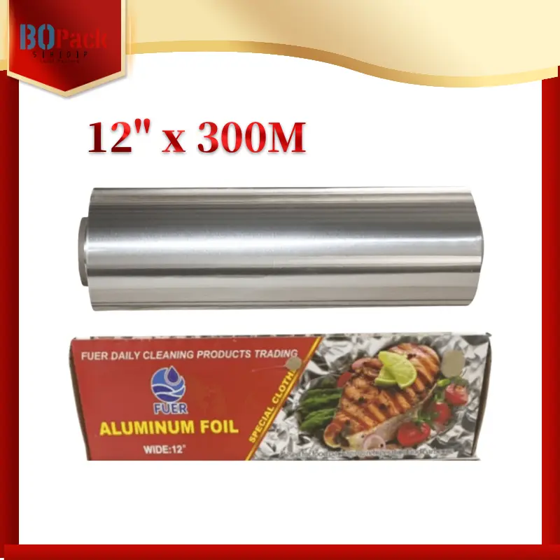 BBQ Food Grade Aluminum Foil (300mm*300m)Multipurpose Bake Alu Foil Sheet Heavy-duty Jumbo Roll Cookware Disposable