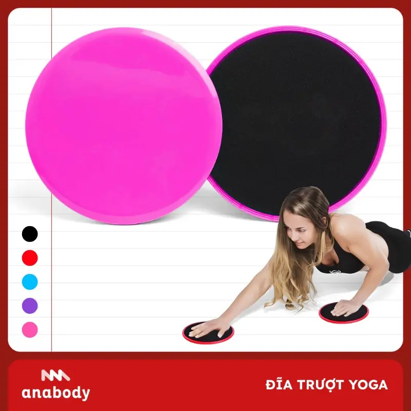 Bộ 2 Đĩa Trượt Hỗ Trợ Yoga Gym Tại Nhà | Cặp Đĩa Tròn 18x18cm, Chất Liệu nhựa ABS và xốp