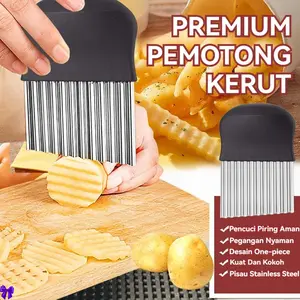 New Pisau Pemotong Kentang / Buah / Sayuran Model Gelombang Bahan Stainless Steel Untuk Dapur