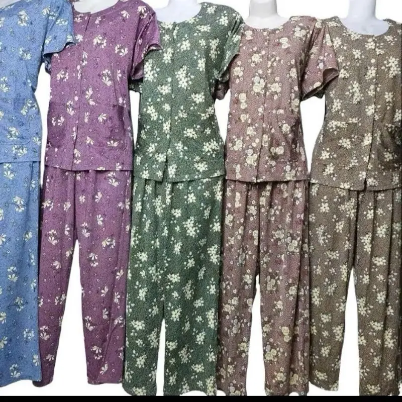 Bộ Bà Già_Bộ Hai Túi Tay Ngắn_Thun aty Co Giãn. Nữ Áo Women