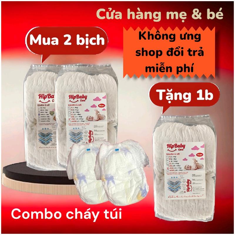 (Combo CHÁY TÚI Mua 2 tặng 1) Miễn ship .150m Tã HIPBABY mỏng 3D. thấm hút 600ml Voi hạt SAP nhật tả lót, bỉm quần cho bé sơ sinh