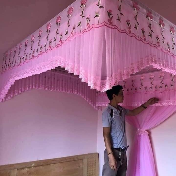 Combo[Màn Mùng+Khung] Hàng Cao Cấp.Chất Liệu Tuyn Lạnh 1 Màu, Vải Mền Mịn,Mát, Giặt Tay, Giặt Máy Thoải Mái, Không Bai, Không Xù,Không Co Rút Sợi Vải