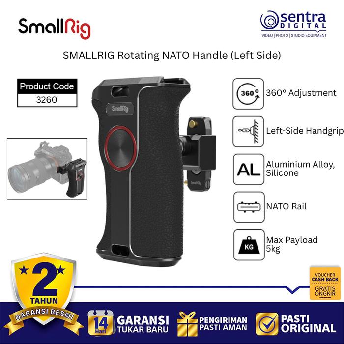 Gambar SMALLRIG 3260 Hand Grip Left Side Rotating 360 Camera Rig Vlog NATO Rail Mount Accessories dari Sentra Digital Kota Surabaya Tokopedia