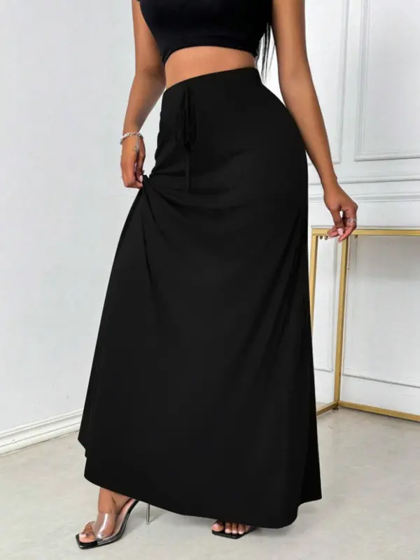 Women's Plain Tie Long Skirt, Elegant Fashion Casual High Waist Skirt for Daily Outdoor Wear, Ladies Bottoms for All Seasons 8