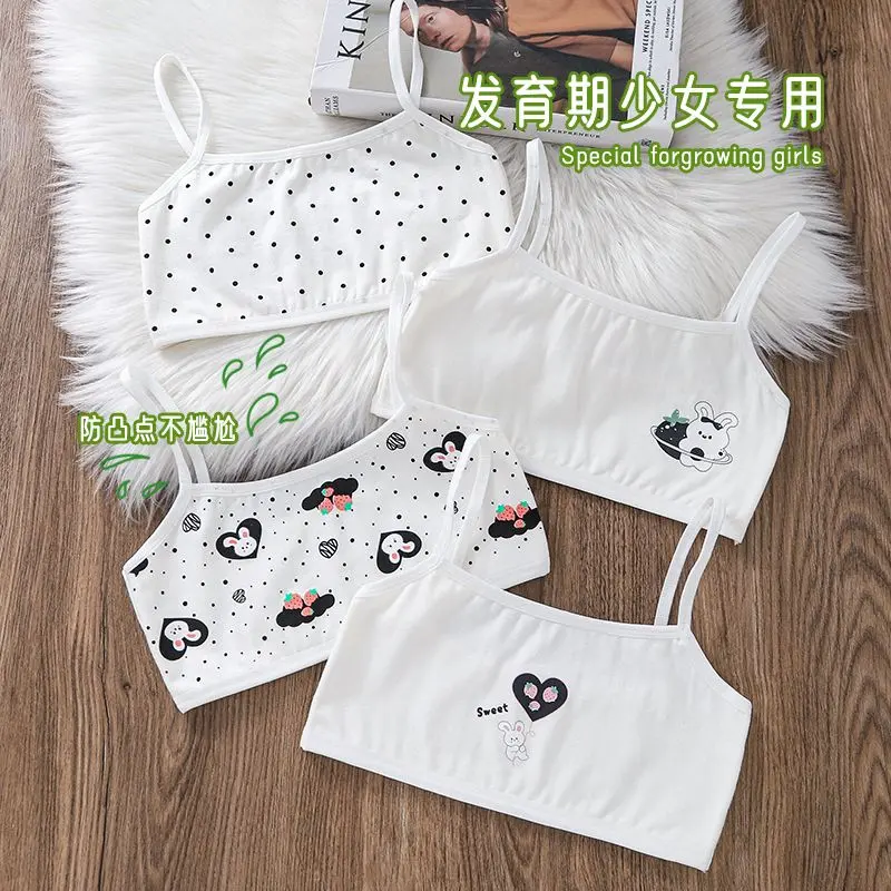 Áo Vest Hai Dây Cotton Nguyên Chất, Thoáng Khí, Cho Bé Gái Trong Thời Kỳ Phát Triển, Đồ Lót Cho Bé Gái, Thích Hợp Cho Bé Gái 7-8-9-10, Áo Ống Học Sinh Bé Gái 3
