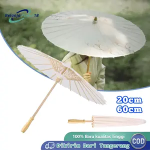 Payung Kertas Putih Payung Lukis Polos Payung Hias Jepang Diameter 60cm / 20cm Untuk Dilukis DIY