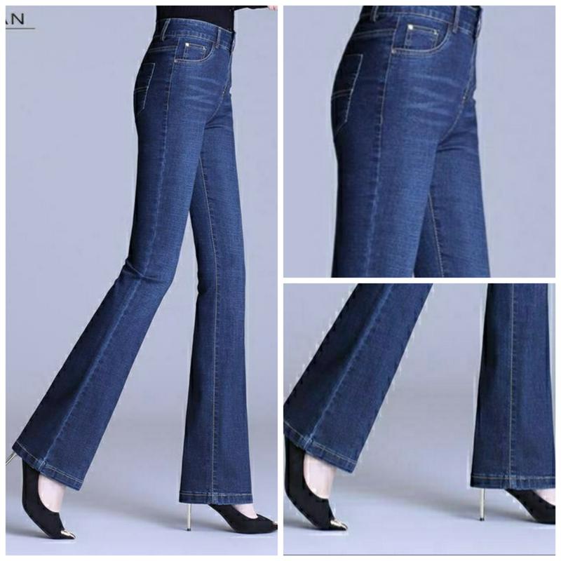 Quần Jean Nữ Ống Loe Quần Bò Nữ Ống Bass Lưng Cao Cotton Co Giãn 4 Chiều Dáng Skinny Hàng Thiết Kế Women Pants quần loe đen khói on