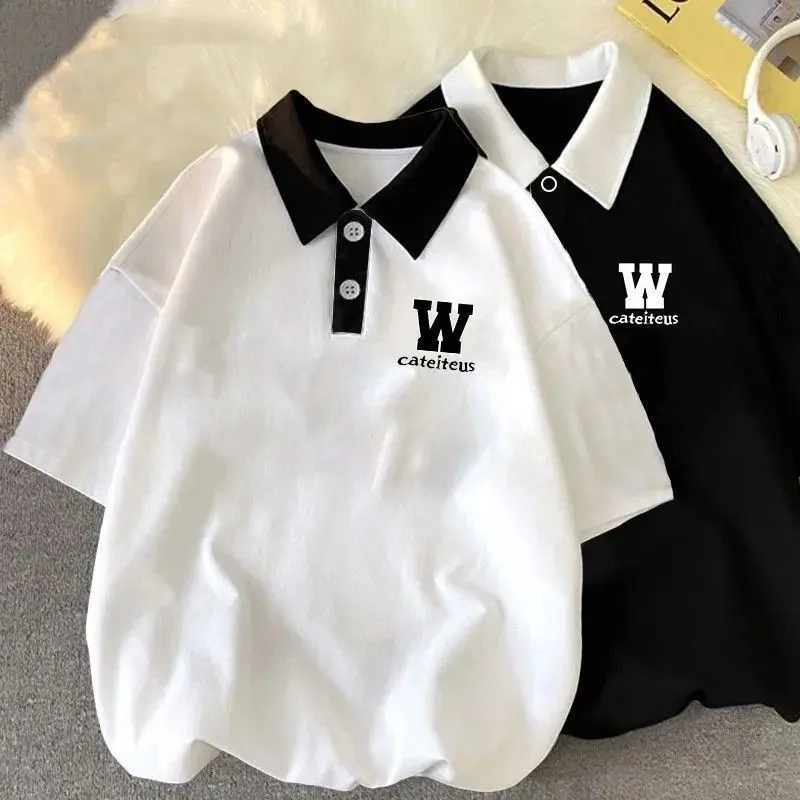 เสื้อโปโล แขนสั้น สำหรับเด็กทารกและเด็กผู้หญิง เสื้อยืดคอปกฤดูร้อน เสื้อยืดลำลอง แบรนด์ เสื้อหลวม