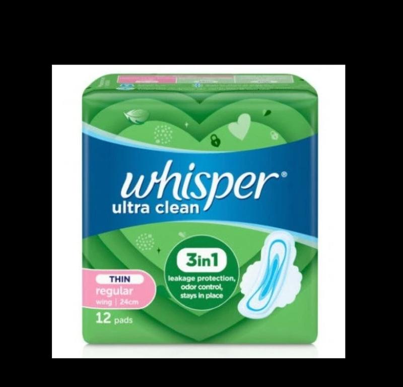   24cm - 12 Miếng Gói  - 1 Gói Băng Vệ Sinh Whisper Ultra Clean 12 Miếng 24 cm Có cánh - Date Mới 
