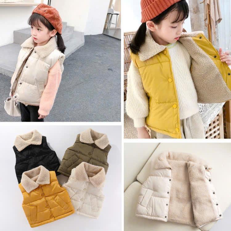 [Mẹ ShuBim] -AK05-Áo Khoác Gile Phao Lót Lông Cừu nhiều màu cho bé gái 2025