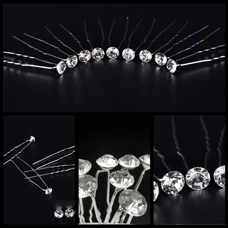 20pcs Rhinestone Decorated Alloy Hair Pin, Bridal Wedding Hair Accessories, Sparkling Hair Accessories for Wedding Bridal Party Formal Occasions 3
