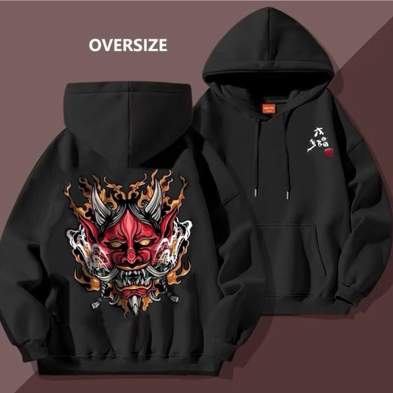ÁO HOODIE NAM NỮ RỒNG LỬA ĐỎ CAM CÓ BIGSIZE TỪ 35kg đến hơn 100kg CHẤT NỈ DÀY MỊN- ÁO KHOÁC CHUI TAY DÀI FORM RỘNG OVERSIZE Menswear mặt quỷ