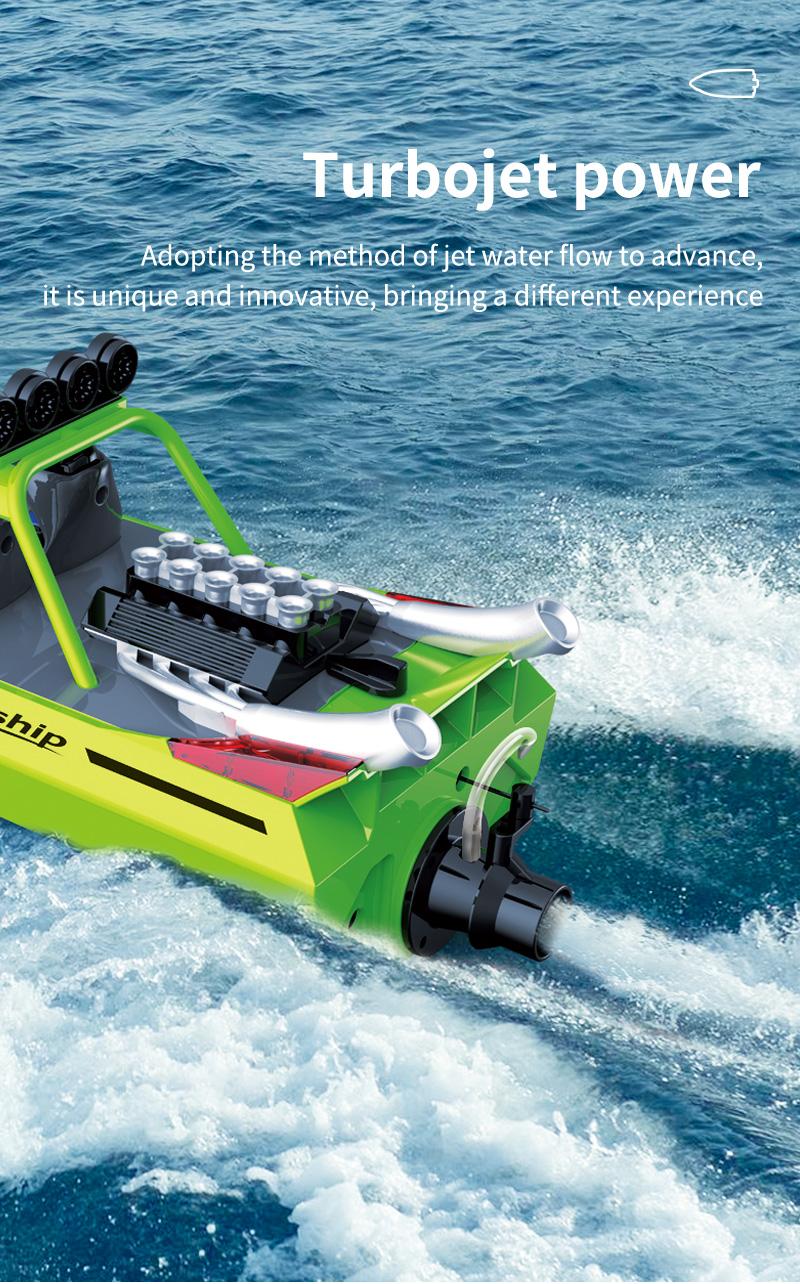 Product Introduction of RC Boat High-speed Remote Control Speedboat High-speed Turbojet Boat Model Children's Water Toy Boat Model Electric Turbojet High-horsepower Waterproof High-speed Remote Control Boat 2