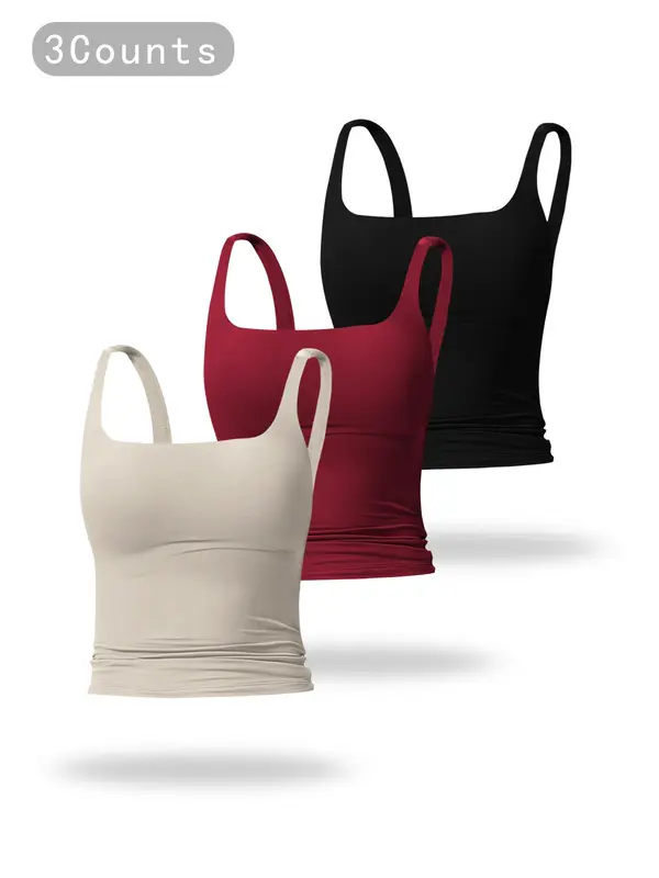 Women's Solid Color Sports Tank Top, Casual Comfy Breathable Sleeveless Sports Vest Top for Yoga Gym Workout Running, Ladies Sportswear Clothes for All Seasons Valentine's Day, gift 5