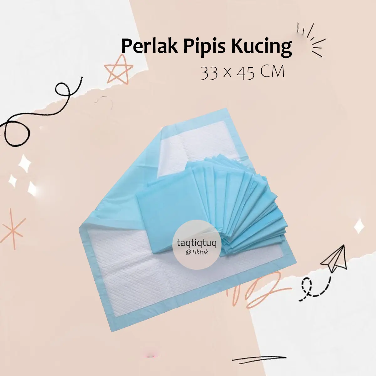 Alas Pipis Kucing 33 x 45 CM Tempat Perlak Pipis Kucing Anjing Tatakan Kencing Hewan Peliharaan Popok bayi Talesan Ompol