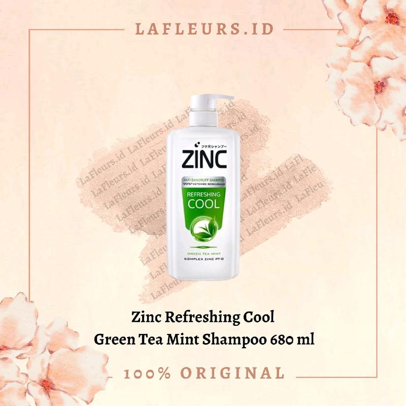 Zinc Refreshing Cool Green Tea Mint Shampoo 680ml / Sampo Cuci Rambut greentea mint Haircare 0