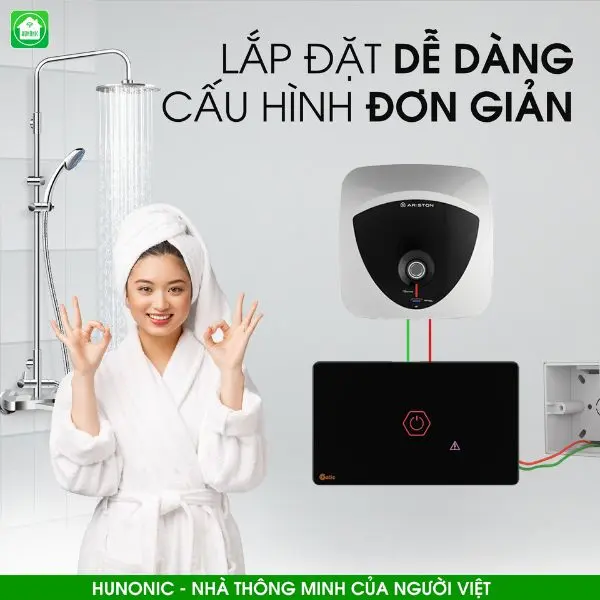 [CHỐNG GIẬT] Công tắc cảm ứng Hunonic Datic 1 Nút Công Suất Lớn kết nối Wifi điều khiển bình nóng lạnh, điều hoà 5
