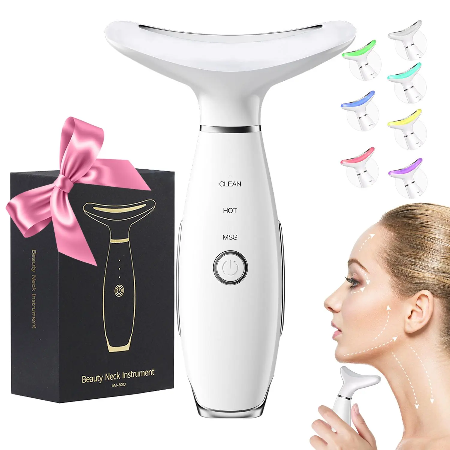 Neck & Facial Massager, 1 Box Rechargeable Massage Heating Beauty Instrument, Skincare Double Chin Neck Beauty Instrument