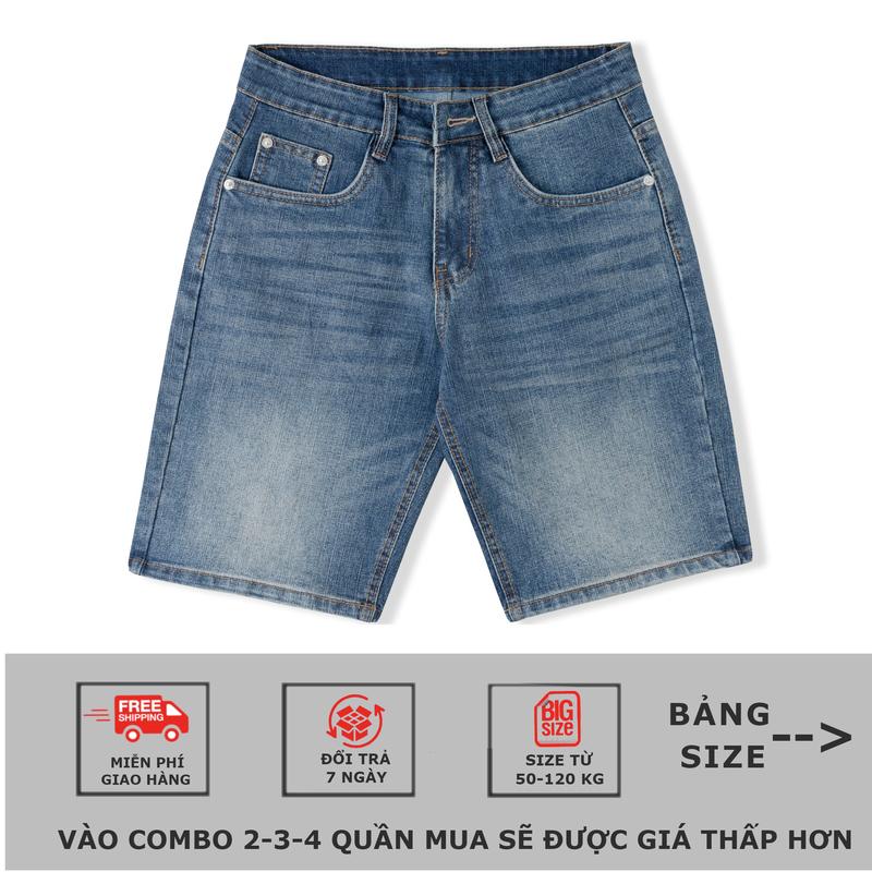 Quần short jean nam vải cotton ống rộng co giãn nhiều màu Menswear Ong