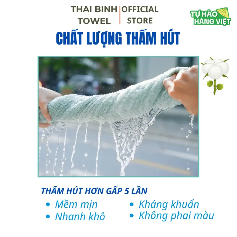 COMBO 5 Khăn Gội Đầu 35x100cm siêu dày xuất Nhật dư THAI BINH TOWEL Cotton 100% Mềm Mại Siêu Thấm Hút Không Xù Bông BXN Nhà Tắm Khăn Tắm khan khănhut  nuoc 3