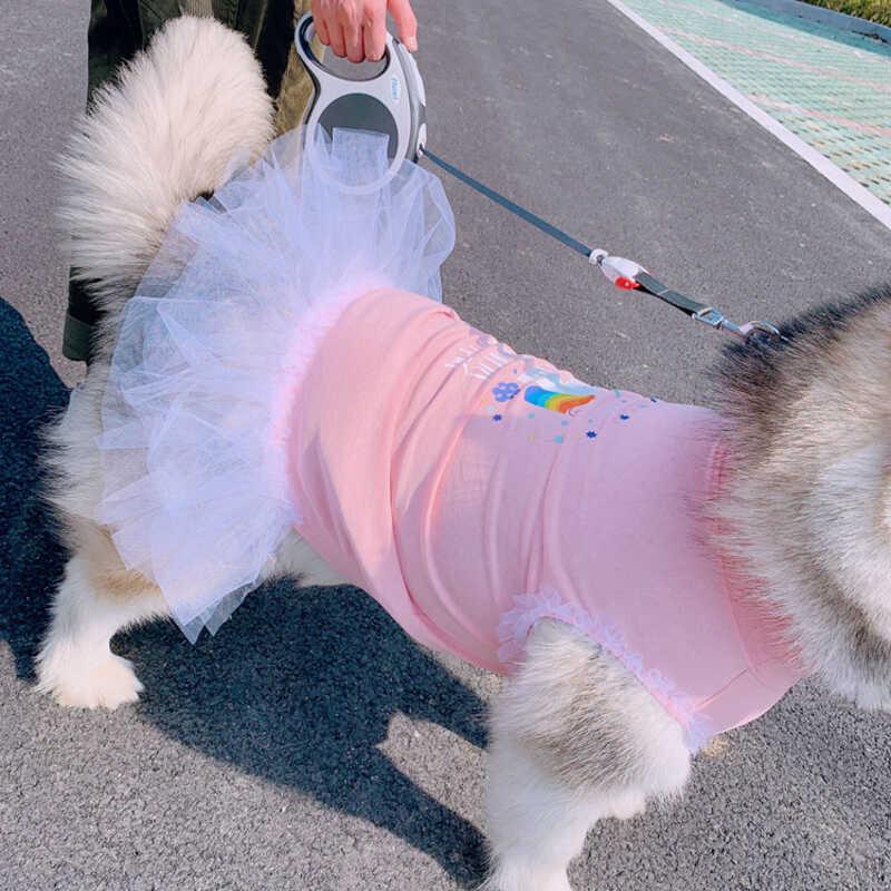 TLB Spring Summer Thin Pet Parent Child Puff Skirt T shirt Teddy Cat Bullfighting Golden Hair Aladog Clothes 1