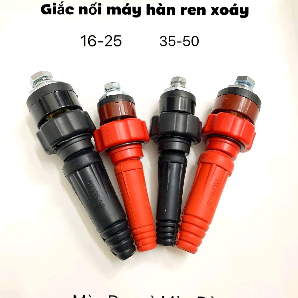 Giắc máy hàn ren xoáy màu đỏ - đen