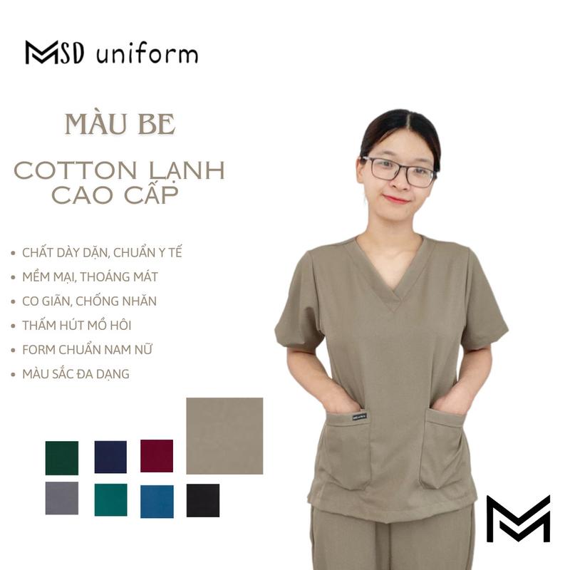 Giá Xưởng - Bộ Scrubs Bác sĩ Vải Cotton Lạnh Đồng phục Spa Phòng khám Blouse Nữ quần áo cổ tim Dược sĩ Điều dưỡng hàng đẹp Top