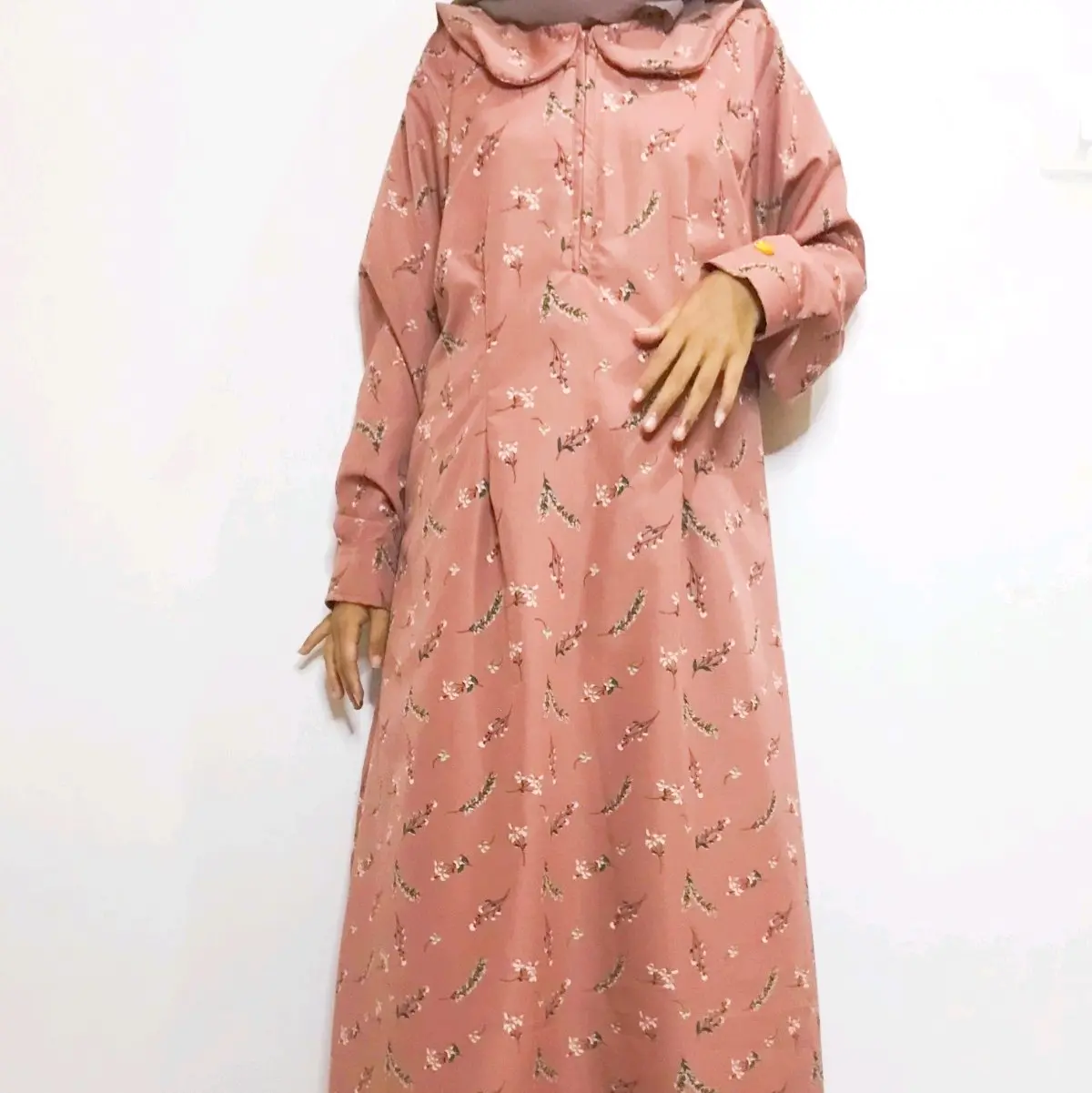 WilMi.Store Dress - Gamis wanita wolfis Motif Busui Friendly Bunga || Kancing Lembut Muslim Nyaman Panjang Syari Zipper Maxi