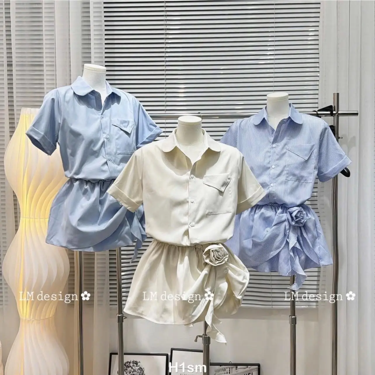 Đầm sơ mi hoa eo   màu như hình