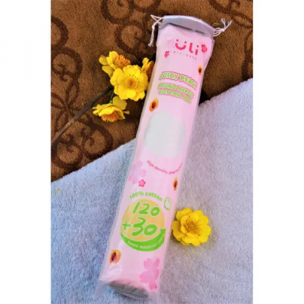 Bông Tẩy Trang Uli Dạng Tròn Juicy Peach Round Makeup Cotton Pad 150 Miếng Mềm Mịn, Dai, Không Kích Ứng Cosmetic 2