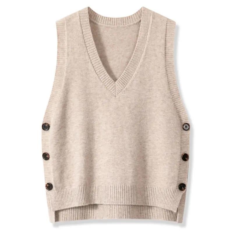 Áo Vest Dệt Kim Cổ Chữ V Cổ Điển Dành Cho Nữ, Phong Cách Thu Đông, Phong Cách Phương Tây, Màu Trơn Trang Phục Thường Ngày Áo Len Nữ, Áo Ghi Lê, Hàng Mới Về 2024, Có Thể Mặc Ngoài Trời Women Top 5