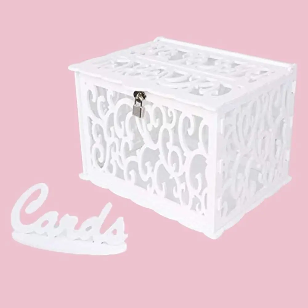Wedding Card Box, 1 Count Gift Box with Lock, Gift Wrapping Supplies for Wedding Birthday Party Graduation Party Decoration