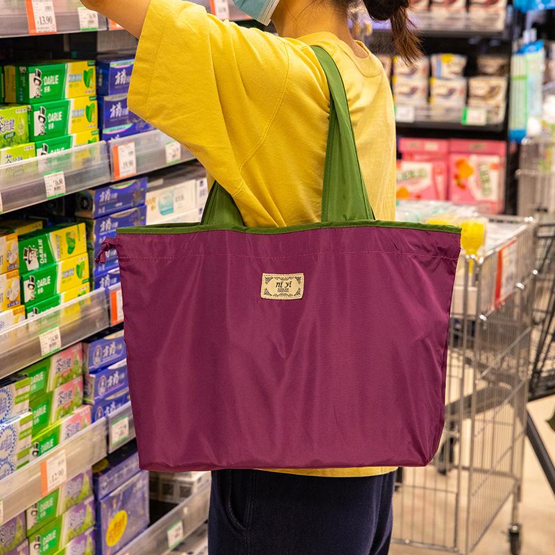 Product Introduction of Reusable Grocery Bag Large Capacity Foldable Shopping Bag With Drawstring Closure Foldable Eco-Friendly Shoulder Bag 22