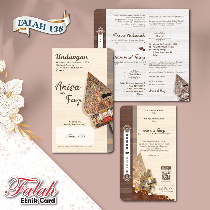 [50 pcs] Undangan Pernikahan Falah 138 Sudah Cetak Siap Sebar bahan Kertas BC Gratis Plastik & Label Nama 0