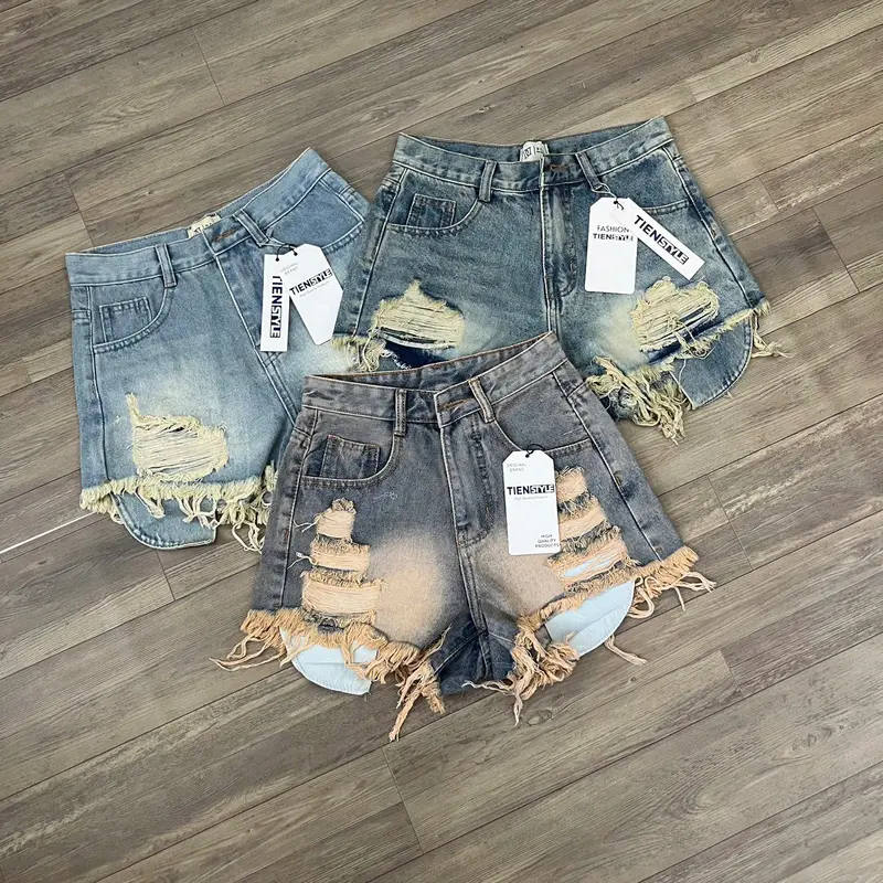 TENNBIGSIZE Quần Short Jean Nữ Lộ Túi Rách Nhuyễn Lưng Cao Women Denim Pants Size S/2XL Chất Jean Mềm Màu Đen Trắng Hồng 6