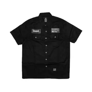 Soldierside Workshirt Pria Hitam Distro Logo "Valno" WS176 Kancing bordir keren Nyaman