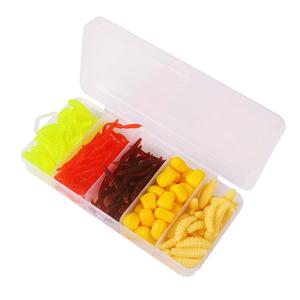 Artificial Fishing Lure Set, 160pcs/box Mixed Color & Shape Soft Fishing Bait, Professional Fishing Accessories for Outdoor Fishing
