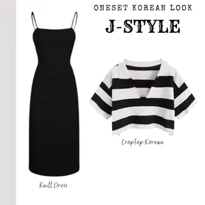 RAMADHAN SALE J-STYLE Oneset Outfit Wanita, CROP TOP WANITA KOREA, Knit Dress, OOTD Korean Style Baju Panjang Santai Jumpsuit