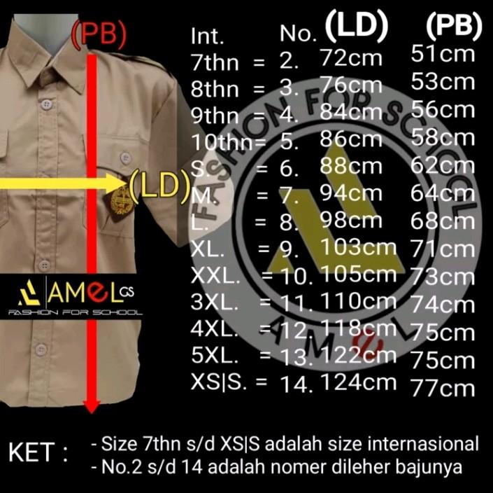 baju pramuka sd smp sma laki laki lengan pendek seragam sekolah Amel Uniform Coklat Pria Tebal Kancing  Formal Nyaman kemeja 2