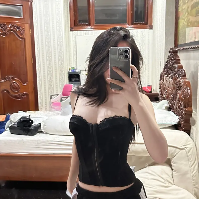 Áo hai dây corset ren có dây đan lưng co giãn (không mút ngực) Nữ Women đi picnic 1