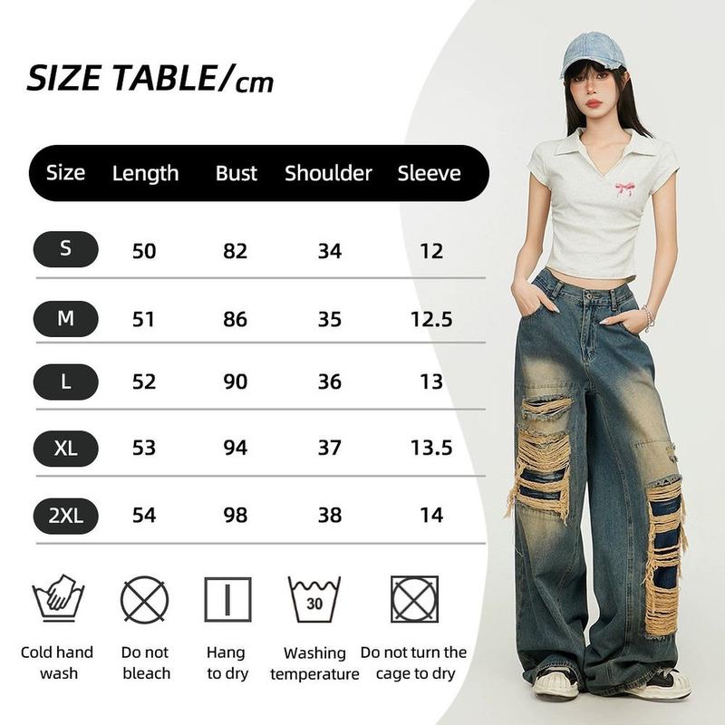 Product Introduction of 💯Women Bowknot Slim Fit Short Sleeve Lapel T-Shirt Fashion Casual Top Stretch 0