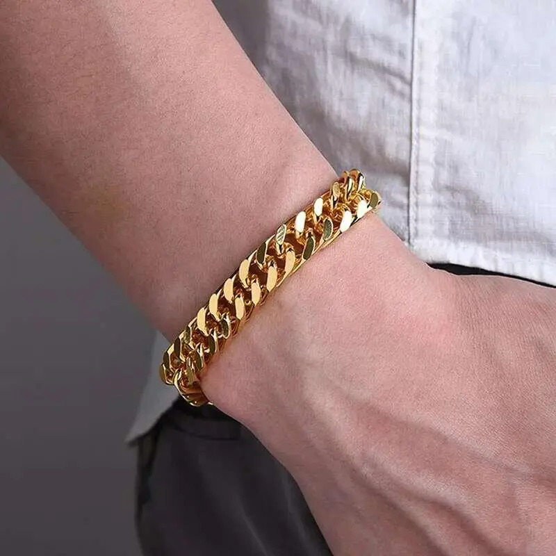 3-11mm Thick Waterproof Bracelet for Men Stainless Steel Cuban Chain Wristband Classic Punk Heavy Men's Jewelry Gift