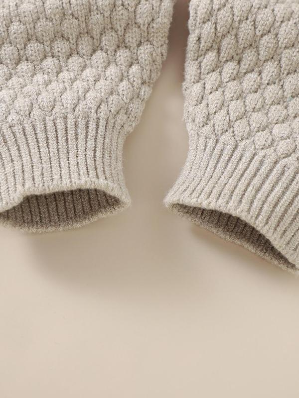 Baby's Solid Long Sleeve Button Front Sweater Onesie & Beanie Hat, Cute Raglan Sleeve Round Neck One-piece Knitwear Set, Newborn Infant Kid's Fall & Winter Clothes, Two Piece Set Winter Co Ord Sets, Baby Clothes, Baby Clothing Winter 9
