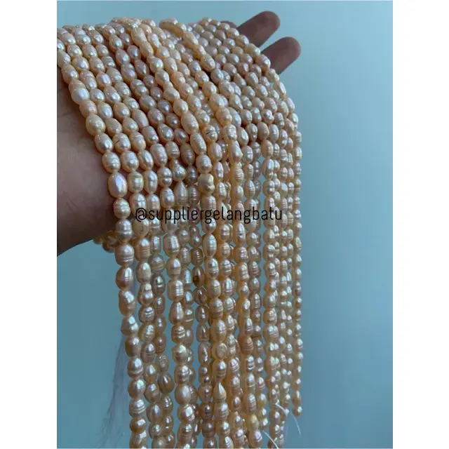 Bahan Mutiara Air Tawar Barok peach 6 x 8mm oval fresh water pearl 0