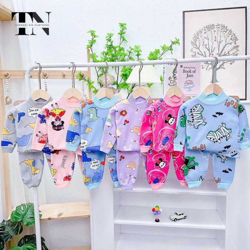 (30) Combo 5 bộ nỉ bông bộ quần áo mùa đông dày ấm dài tay dài tay dài chân cho bé trai bé gái