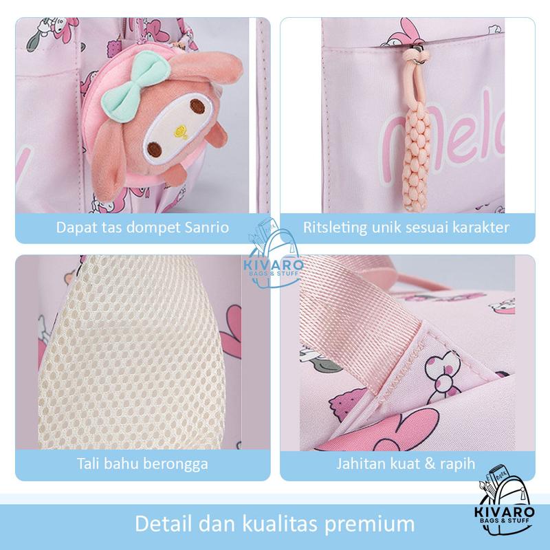Tas Ransel Sanrio Besar SD SMP SMA Kuromi Pochacco Melody & Hello Kitty | CL08 Kivaro Anak Motif Fashion 7