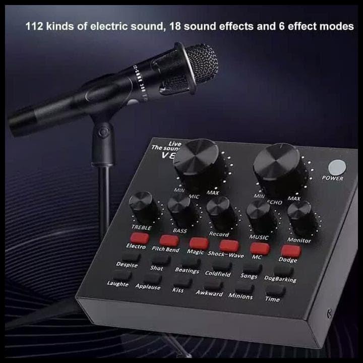 Product Introduction of Soundcard V8 Lengkap Ori V8 Sound Card Microphone Webcast Live External Sound Card with Personal Entertainment Streamer for Phone Computer Sound Card V8 Audio Soundcard New 5